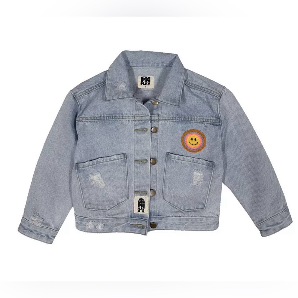 Petite Hailey Girls' Patched Denim Jacket - Little Kid, Big Kid size 10